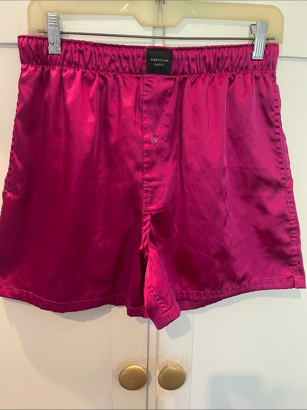 American Eagle Outfitters Men's Fuchsia Satin Hybrid Shorts